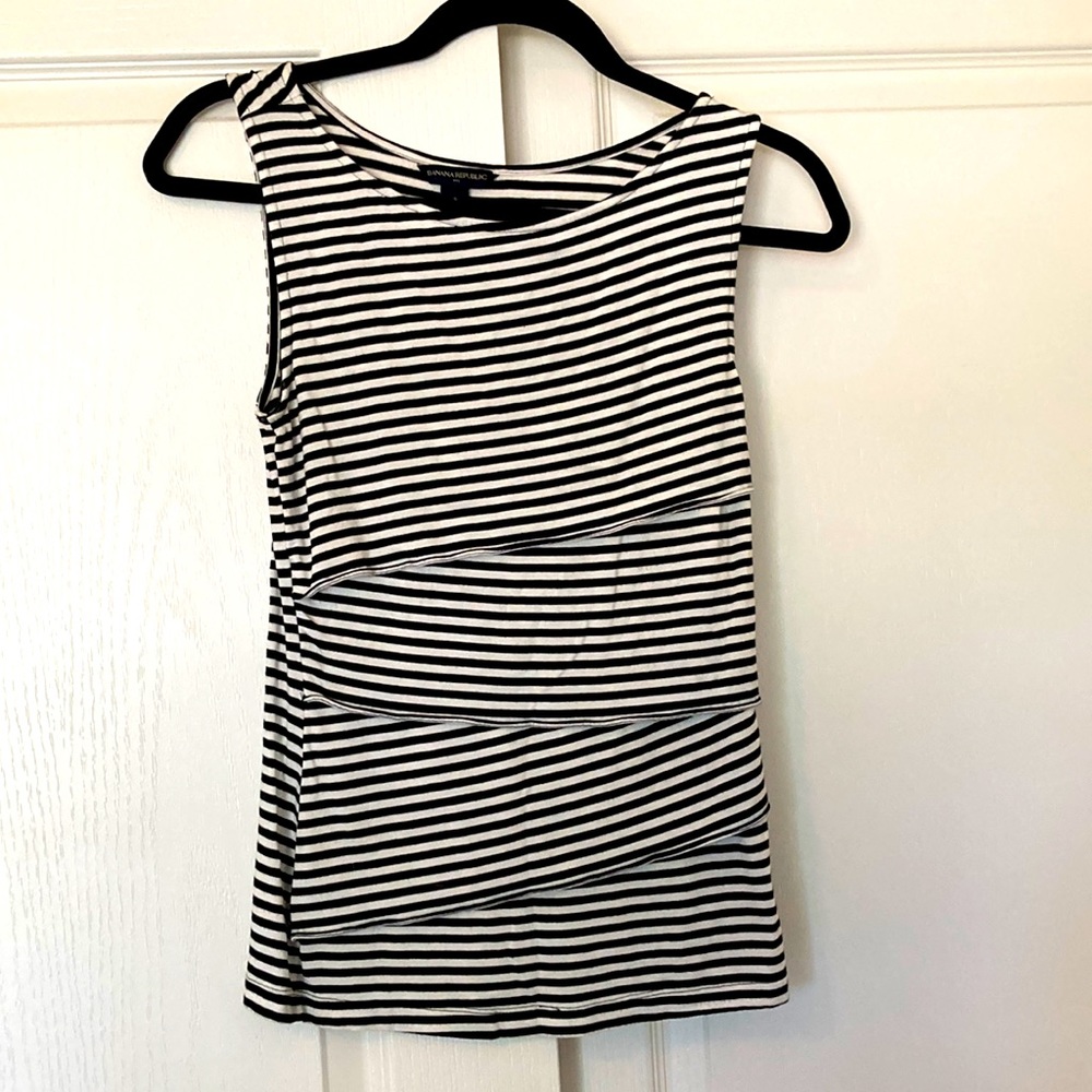 Banana Republic Striped Asymmetrical Layered Tank Size Small